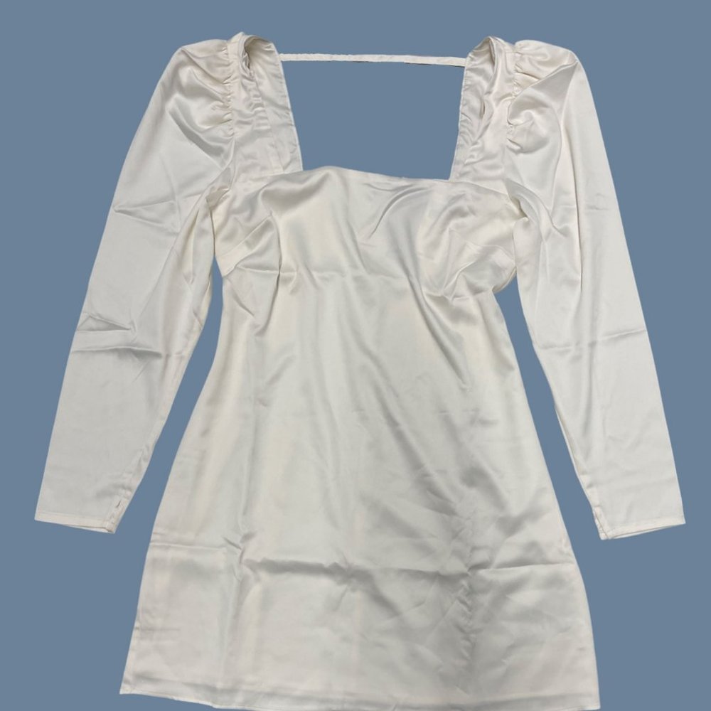 Danielle Bernstein Women's Long-Sleeve Mini Dress, Ivory, Size M